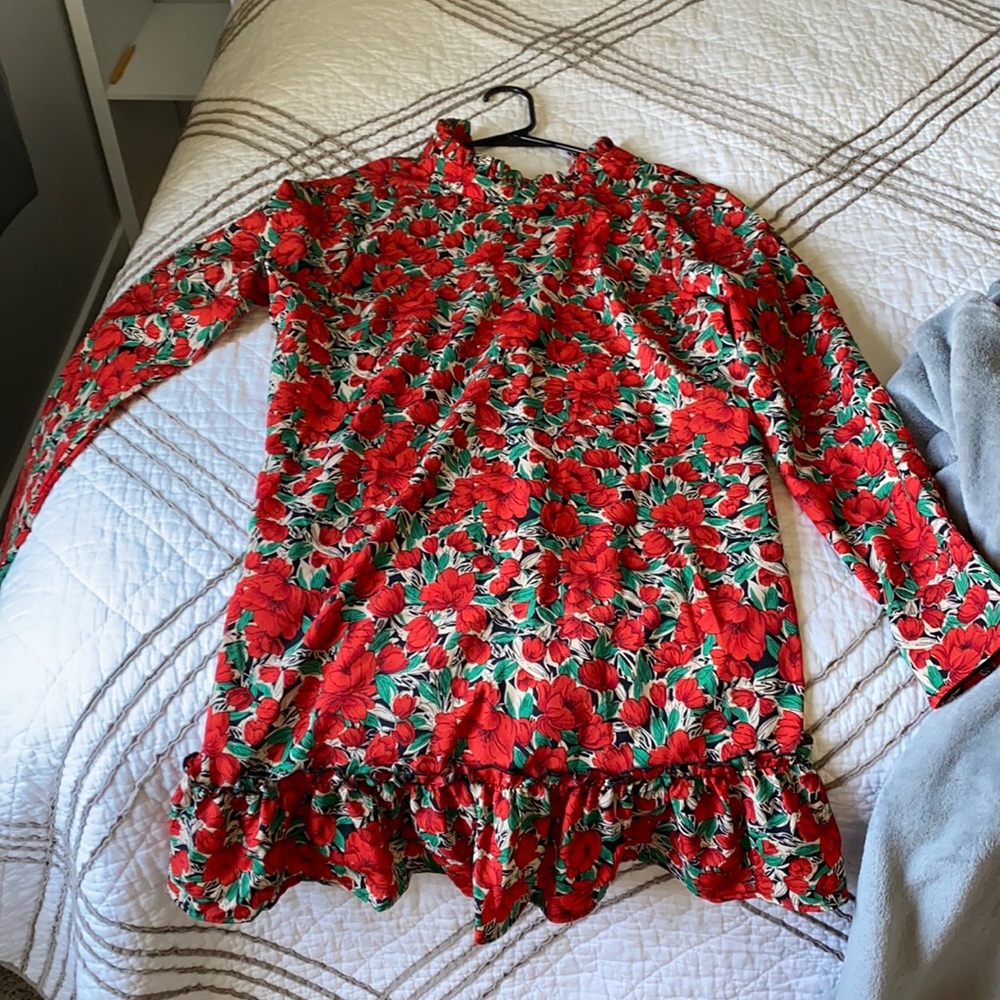 long sleeve floral mini dress